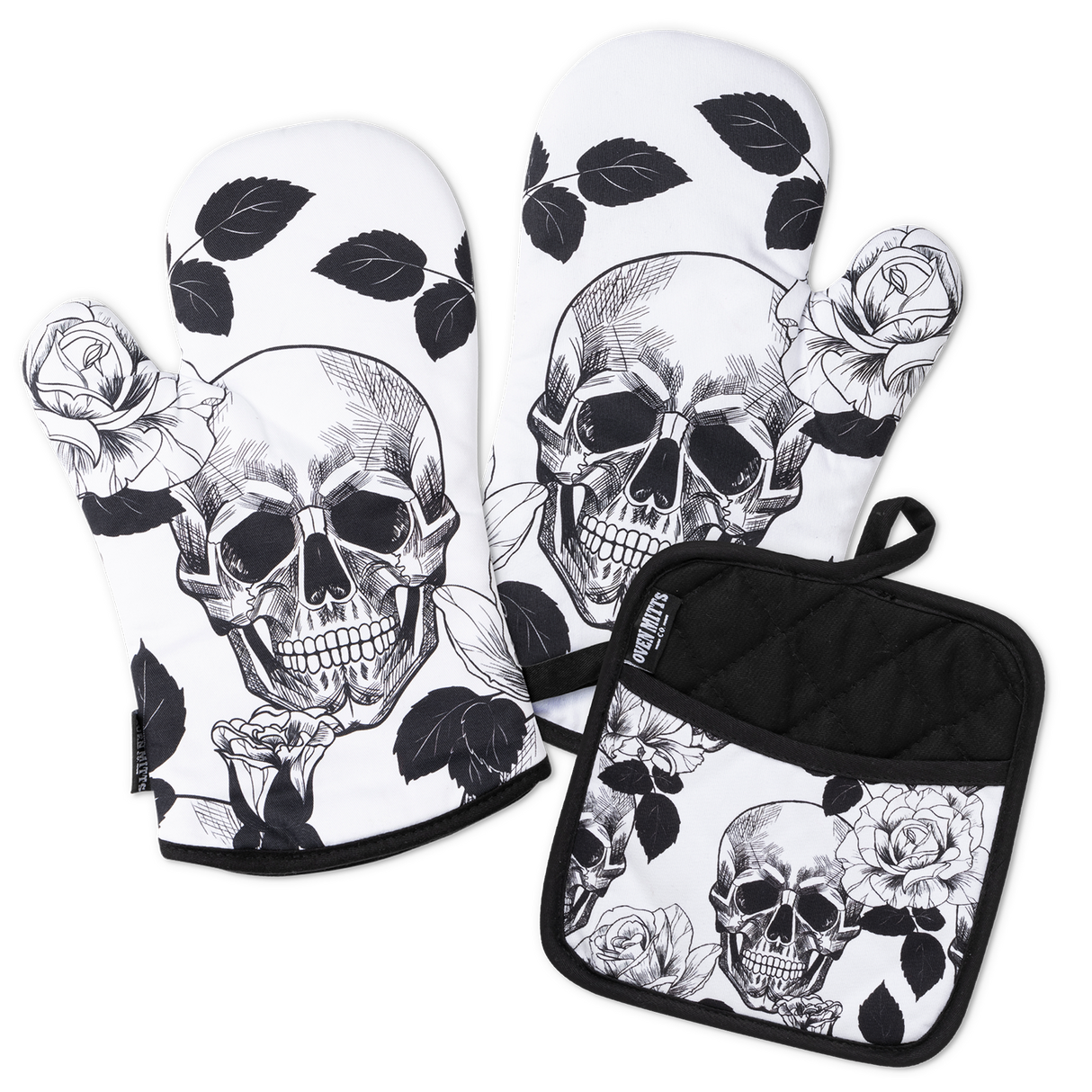 Gothic Skull Oven Mitts And Potholder Set From Zapps Clothing