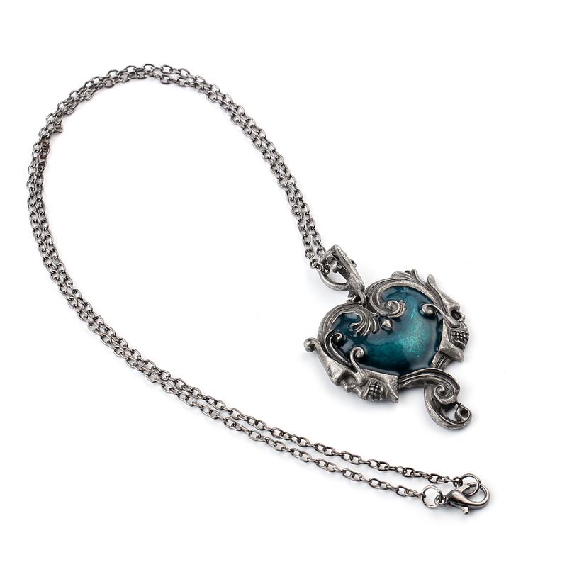 Gothic Skull Statement Necklace With Blue Stone from Zapps Clothing