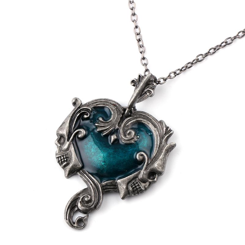 Gothic Skull Statement Necklace With Blue Stone from Zapps Clothing