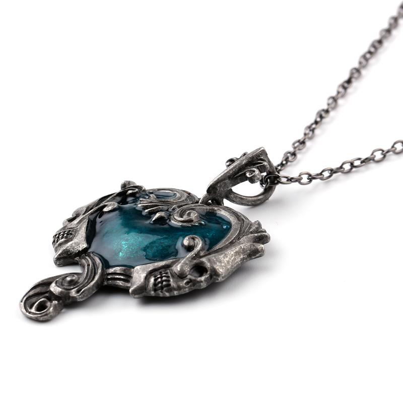 Gothic Skull Statement Necklace With Blue Stone from Zapps Clothing
