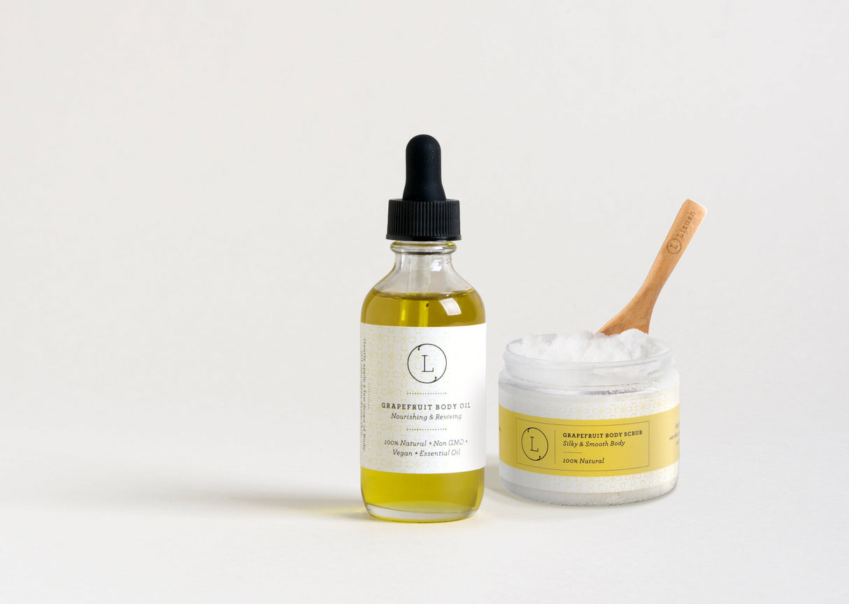 Moisturizing set with Grapefruit body oil and Body scrub from Lizush