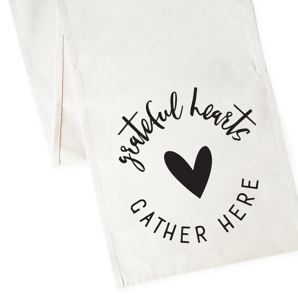 Grateful Hearts Gather Here Cotton Canvas Table Runner from The Cotton & Canvas Co.
