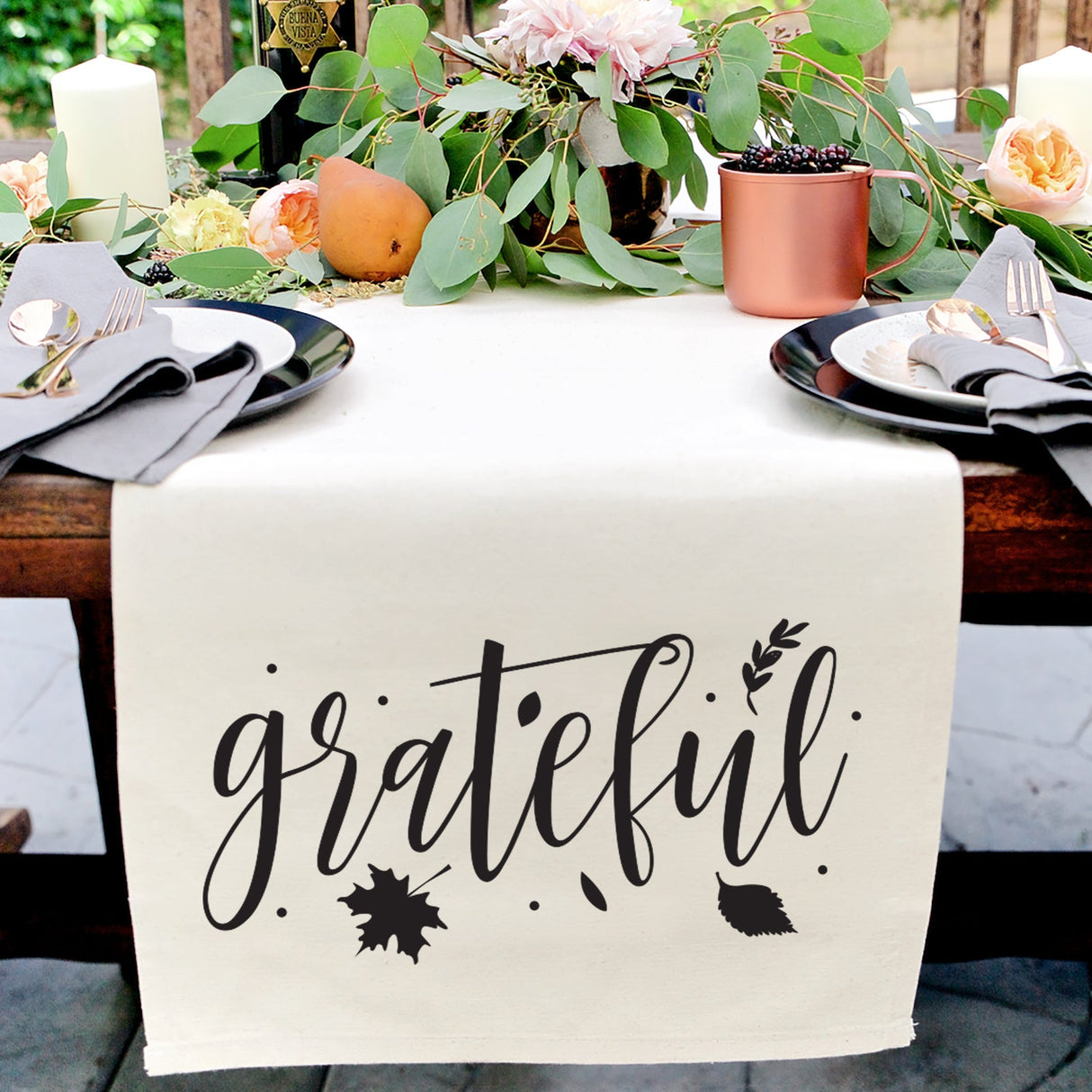 Grateful Cotton Canvas Table Runner from The Cotton & Canvas Co.