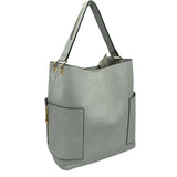 2-in-1 Chic Satchel Side Pocket Bucket Bag with Long Strap from Madeline Love