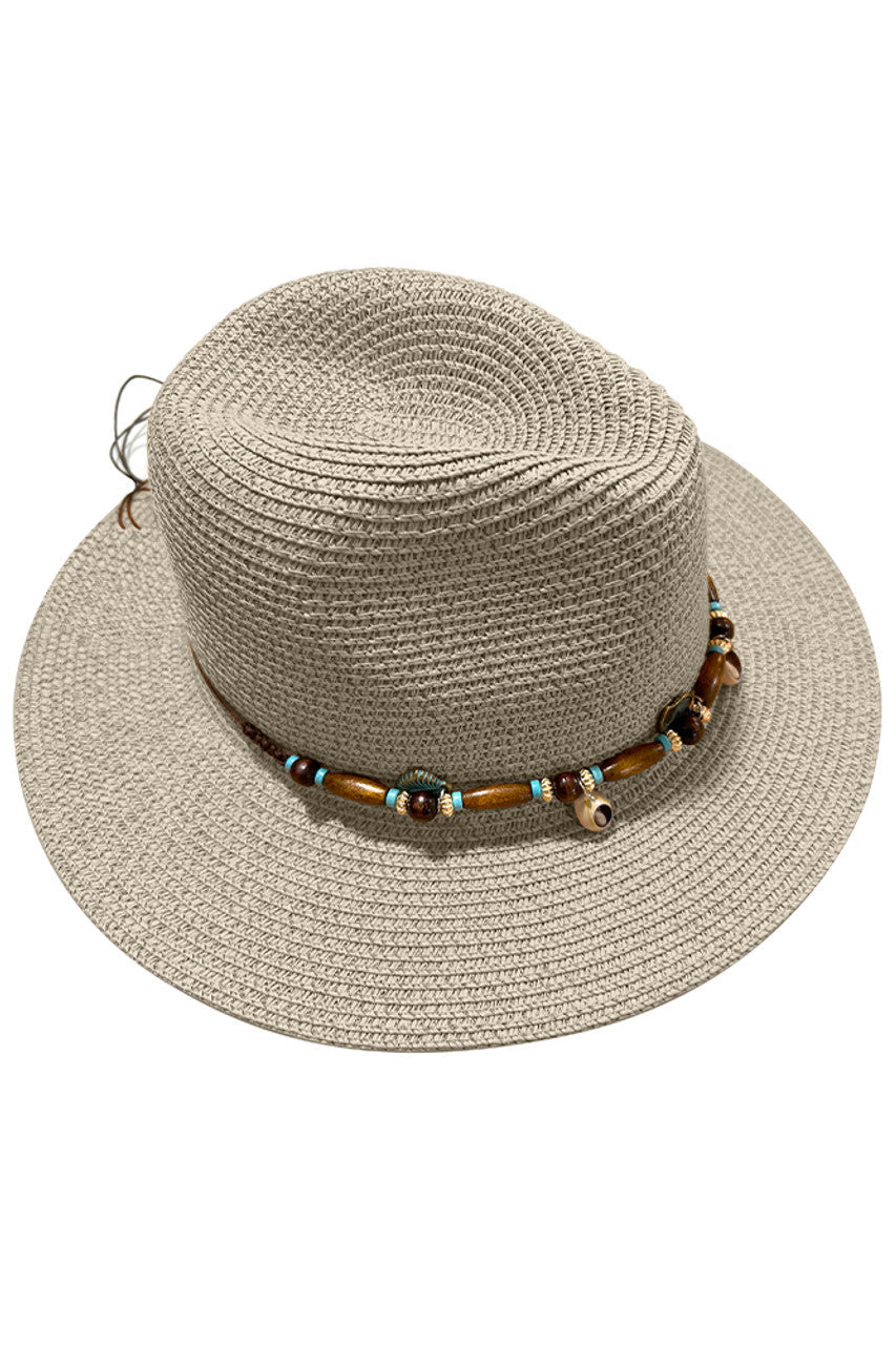 Bead Trim Solid Panama Hat from Madeline Love