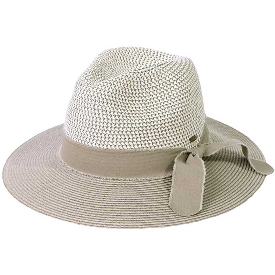 C.C Frayed Bow Trim Band Panama Hat from Madeline Love