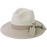 C.C Frayed Bow Trim Band Panama Hat from Madeline Love
