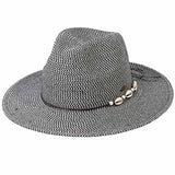 C.C Shell And Pearl Trim Band Panama Sun Hat from Madeline Love