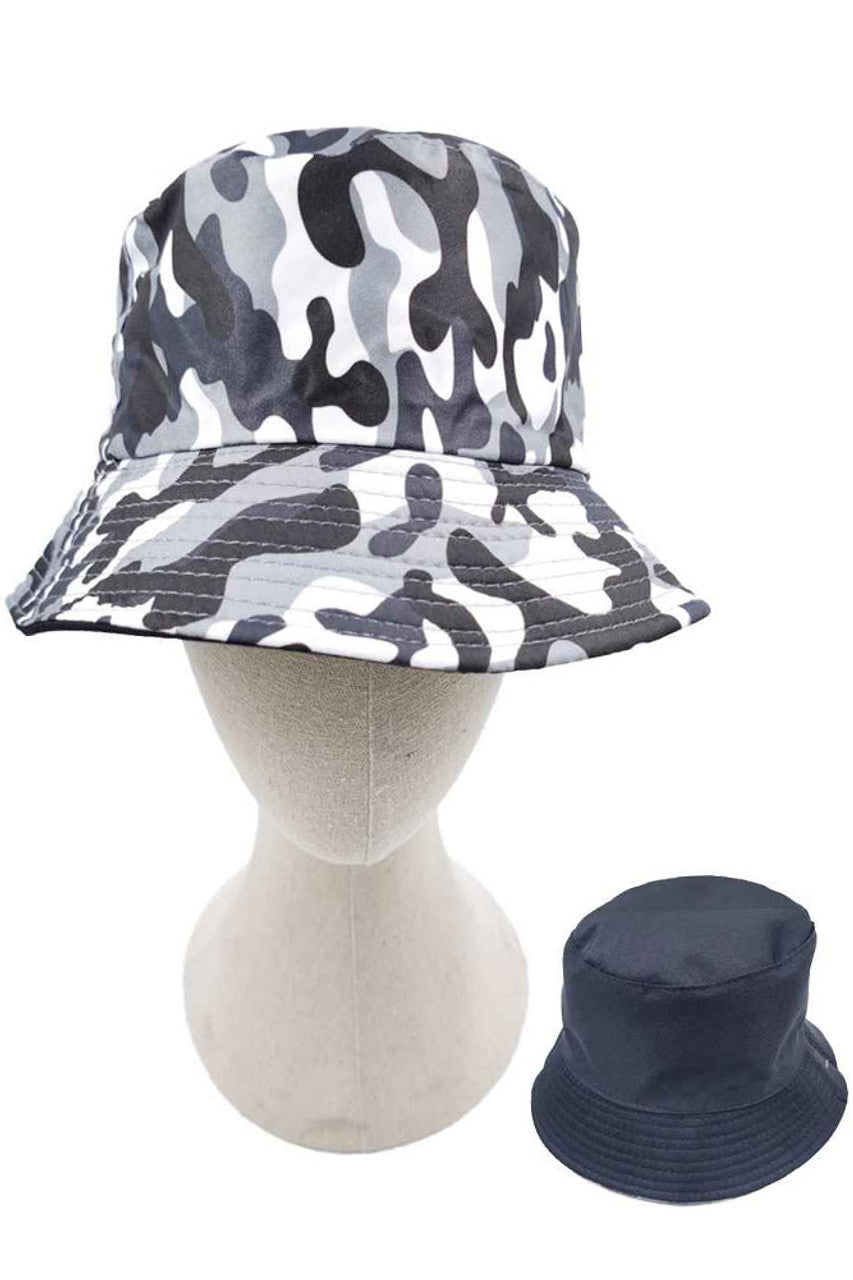 CAMO PRINT REVERSIBLE BUCKET HAT from Madeline Love
