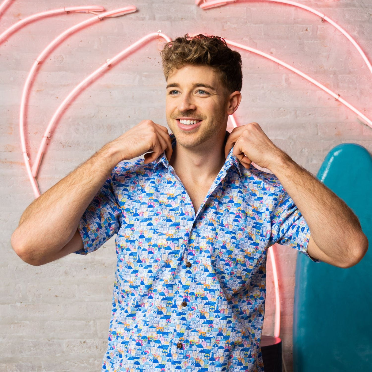 Super Stretch - Greek Paradise Hawaiian Shirt from Tropical Bros