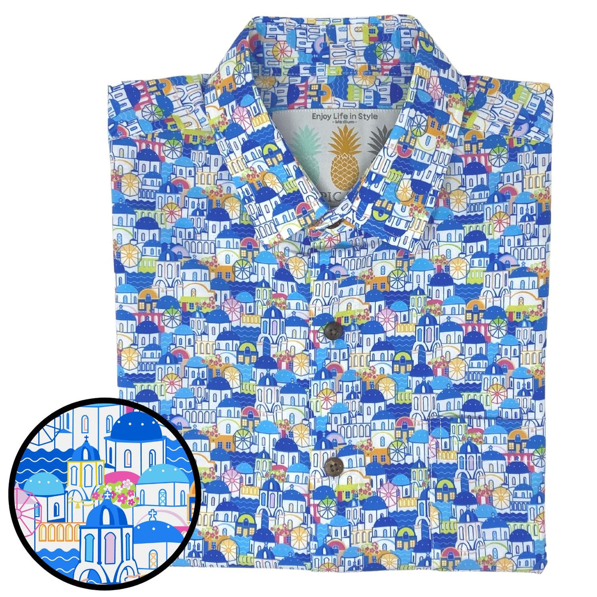 Super Stretch - Greek Paradise Hawaiian Shirt from Tropical Bros