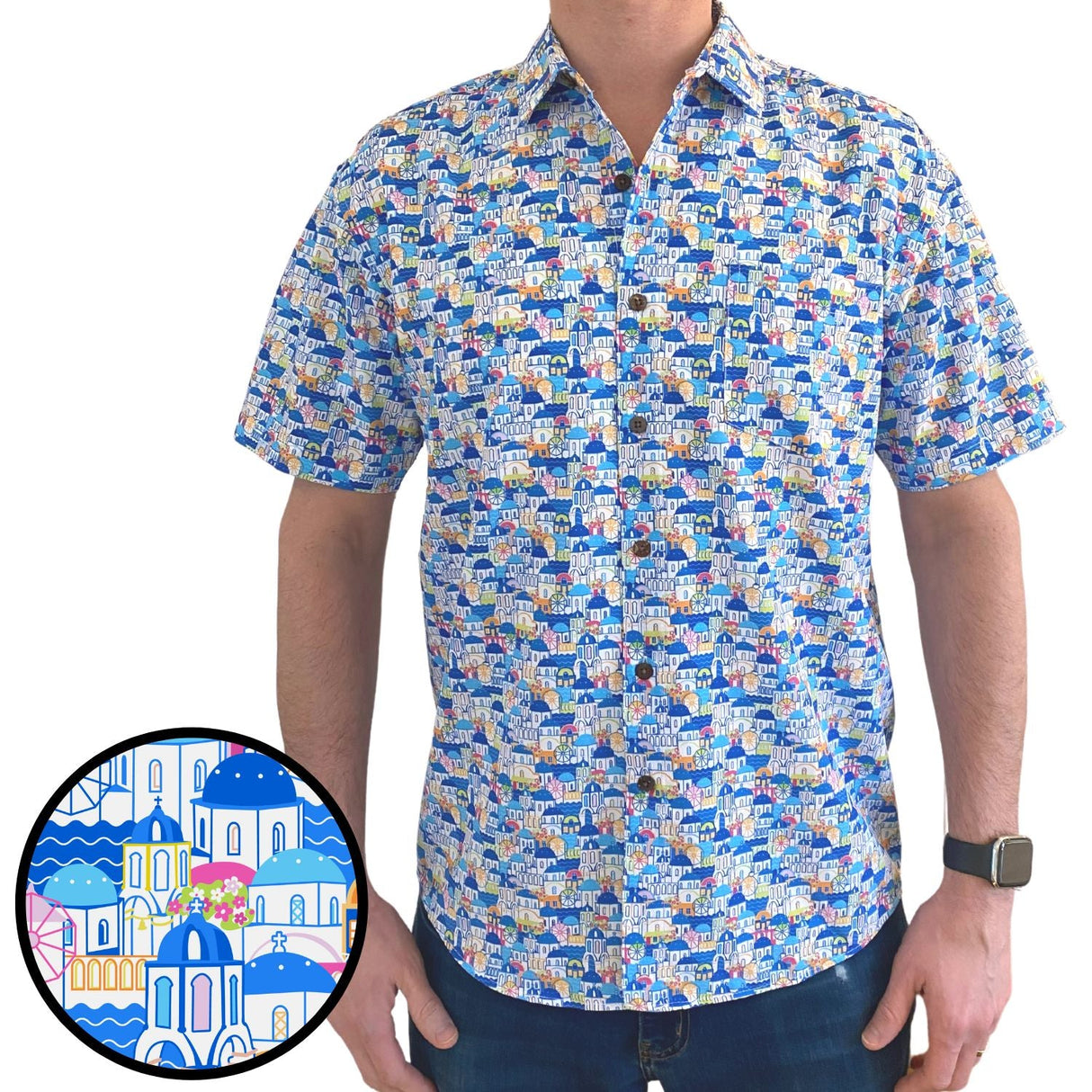 Super Stretch - Greek Paradise Hawaiian Shirt from Tropical Bros