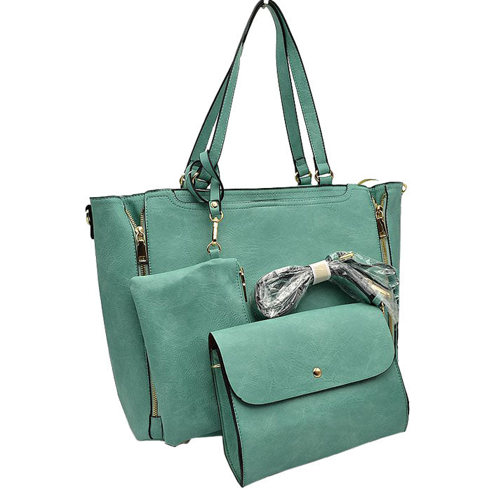 3 in 1 Side Zipper Women's Tote Handbag set  from Madeline Love