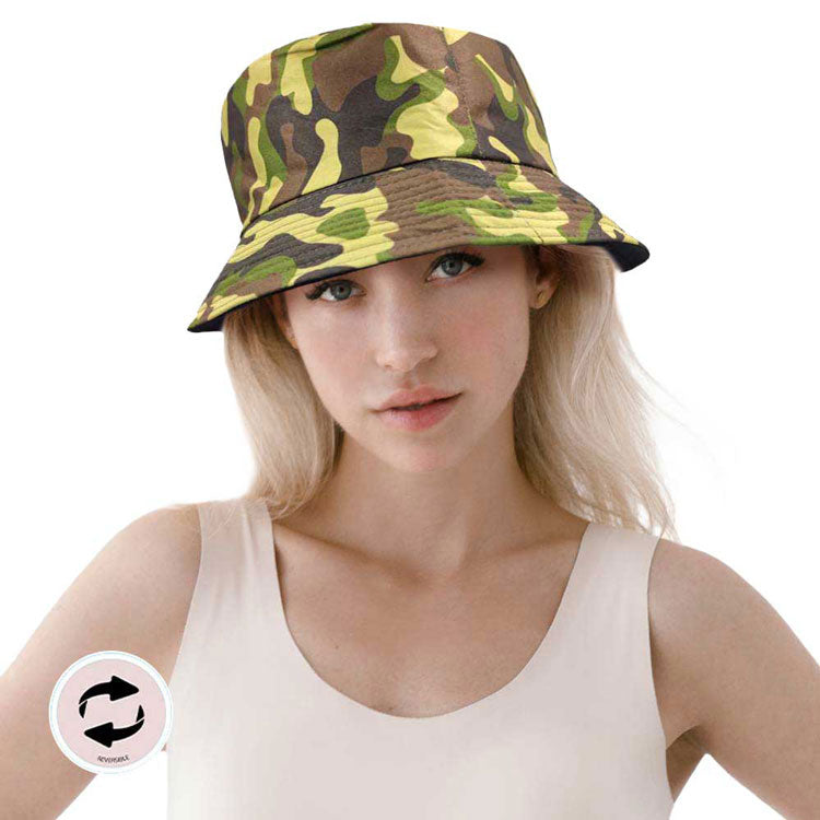 Camouflage Patterned Reversible Bucket Hat from Madeline Love