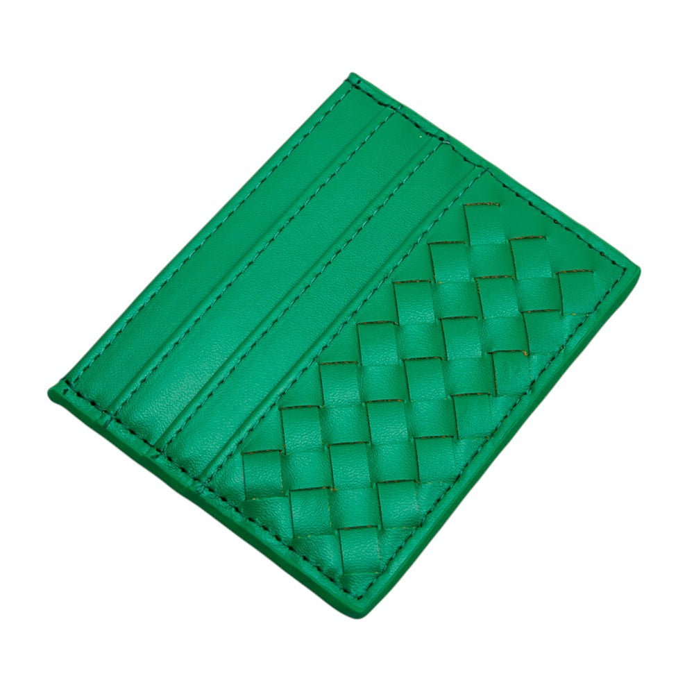 Faux Leather Basket Weave Card Holder Wallet  from Madeline Love