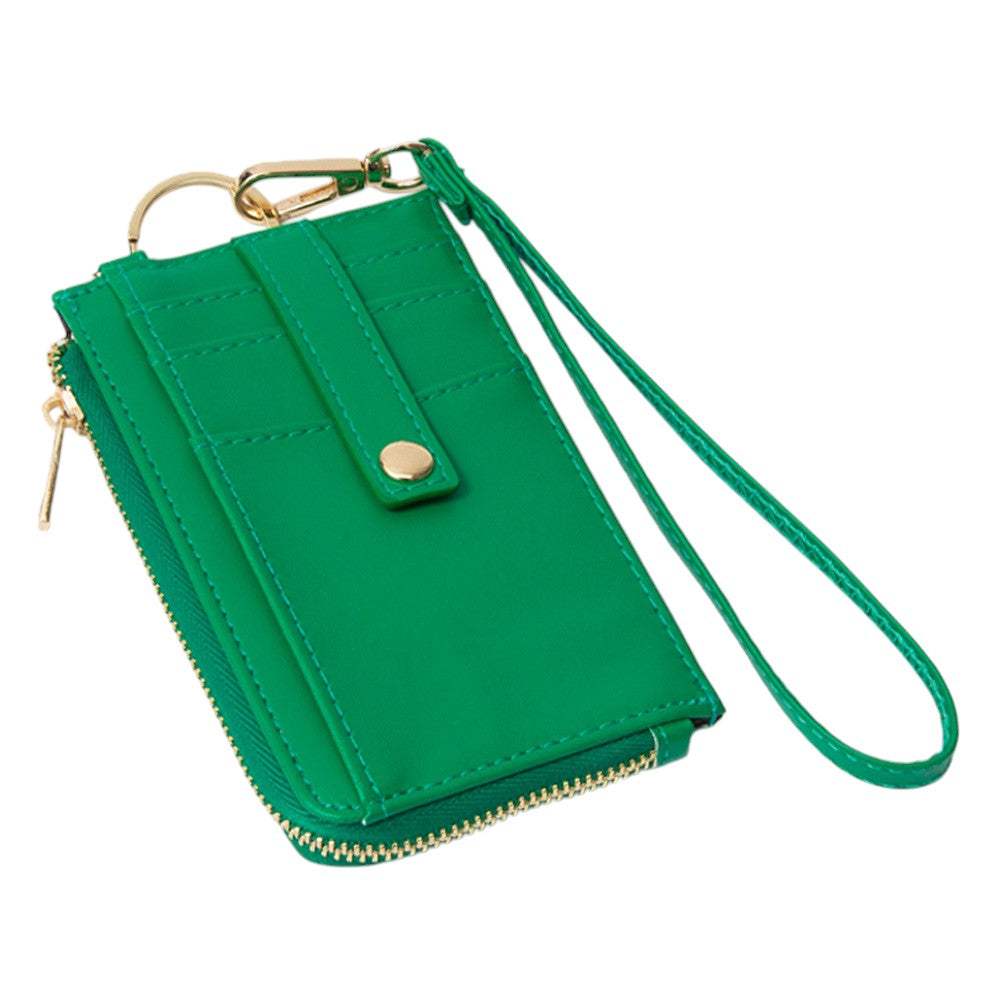 Faux Leather Basket Weave Flat Card Holder Wallet with Wristlet  from Madeline Love