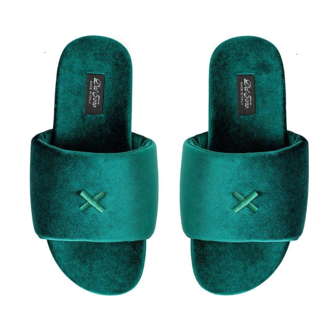 Men's Emerald Velvet House Slide from Del Toro Shoes