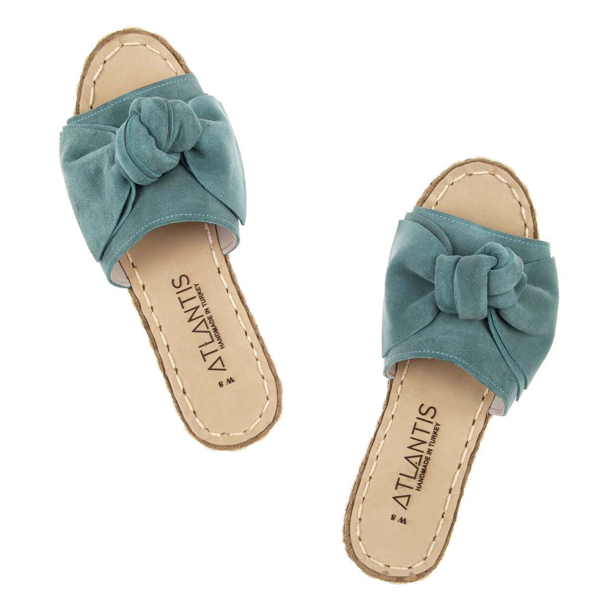 Green Bows Leather Sandals from Atlantis Handmade Shoes