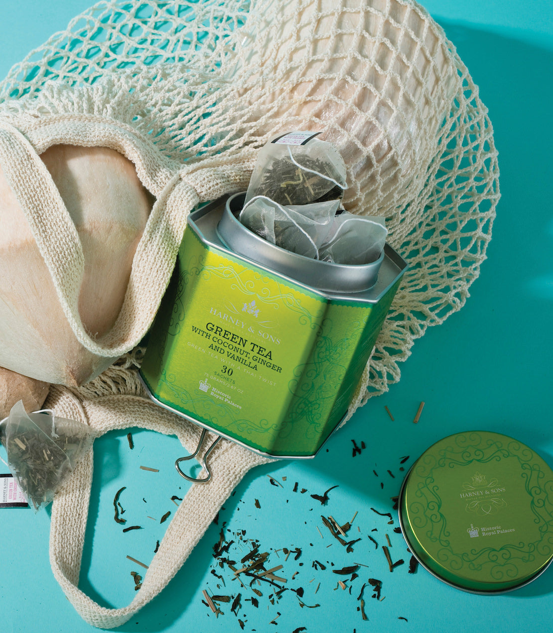 Green Tea with Coconut, Ginger and Vanilla, HRP Tin of 30 Sachets from Harney & Sons Fine Teas