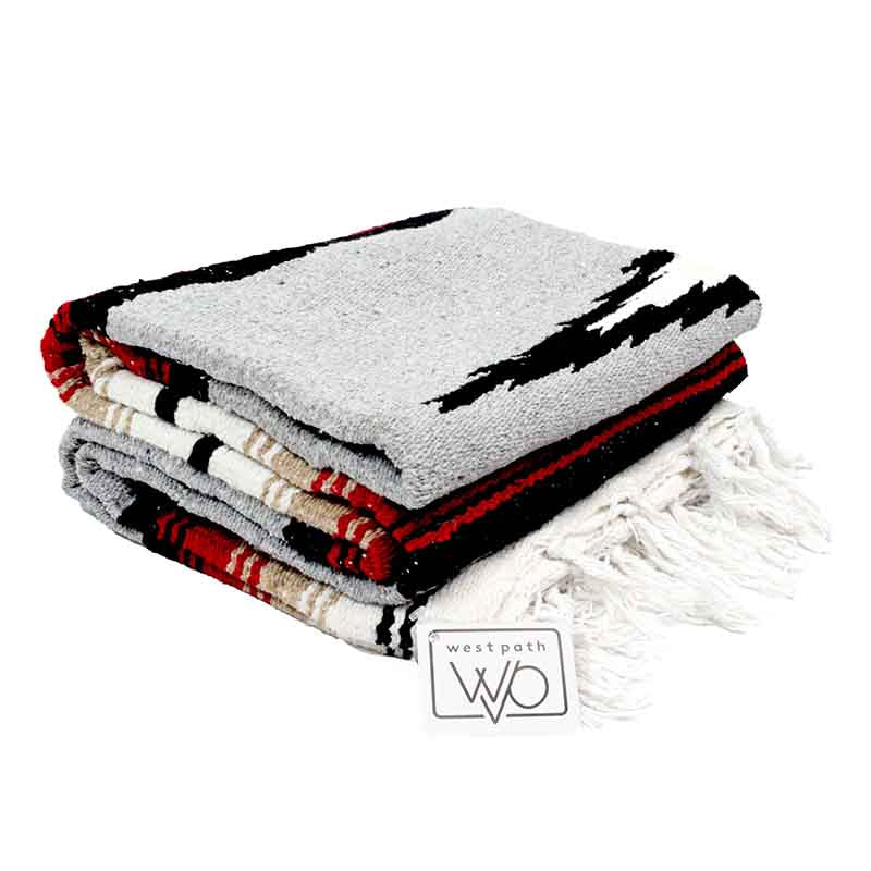 Grey Baja Mexican Diamond Yoga Blanket From West Path