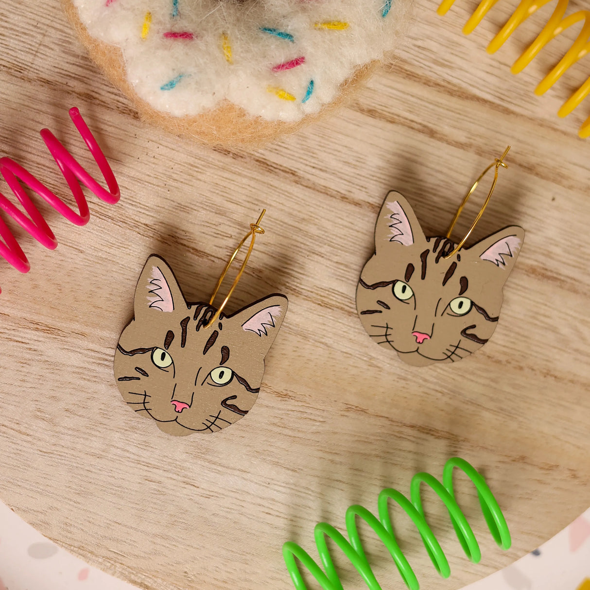 Grey Tabby Cat Hoops from LE CHIC MIAMI