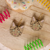 Grey Tabby Cat Hoops from LE CHIC MIAMI