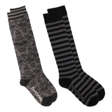 Grey & Black Knee High Sock Pack | 2 Designs from FootClothes