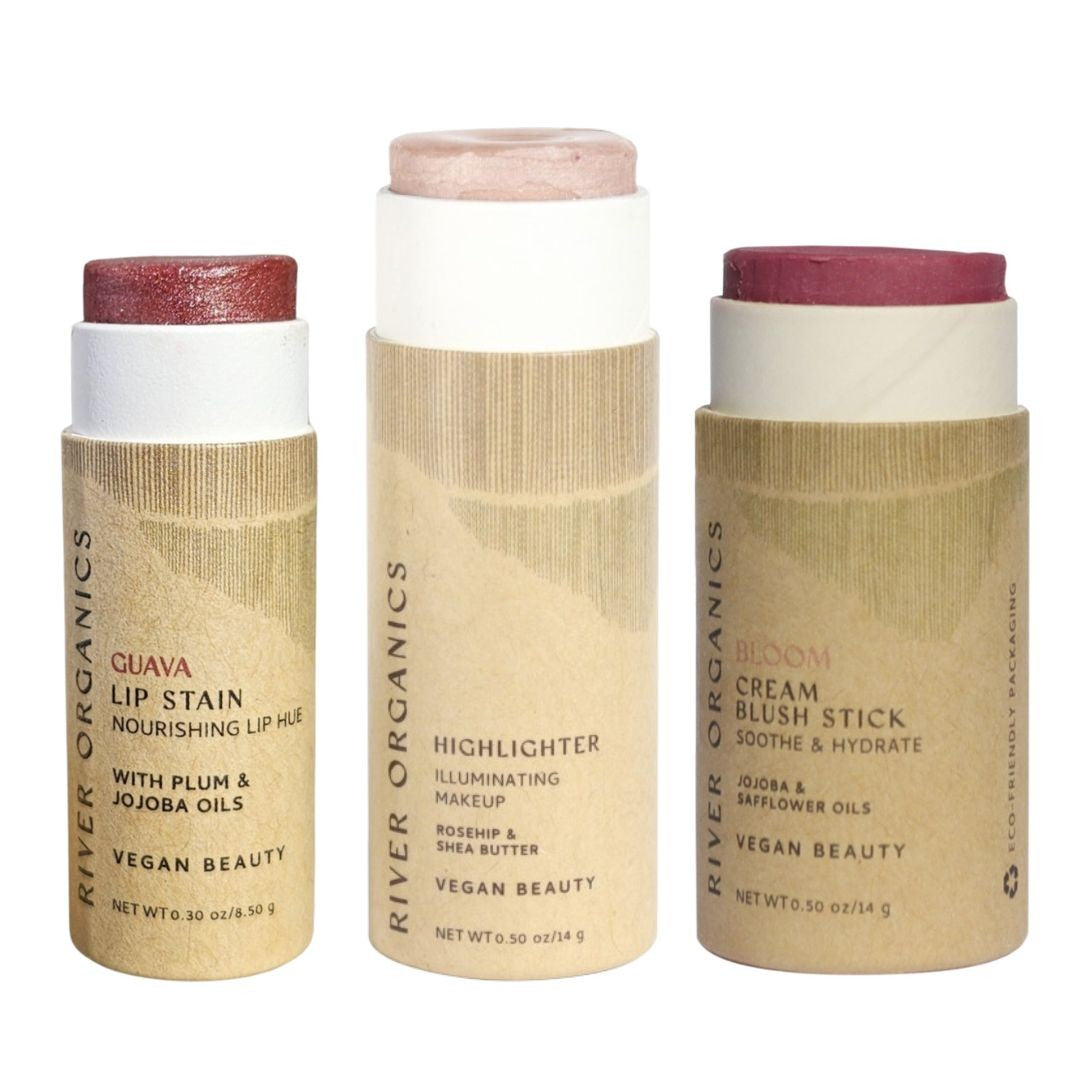 Lip + Highlighter + Blush Set from River Organics
