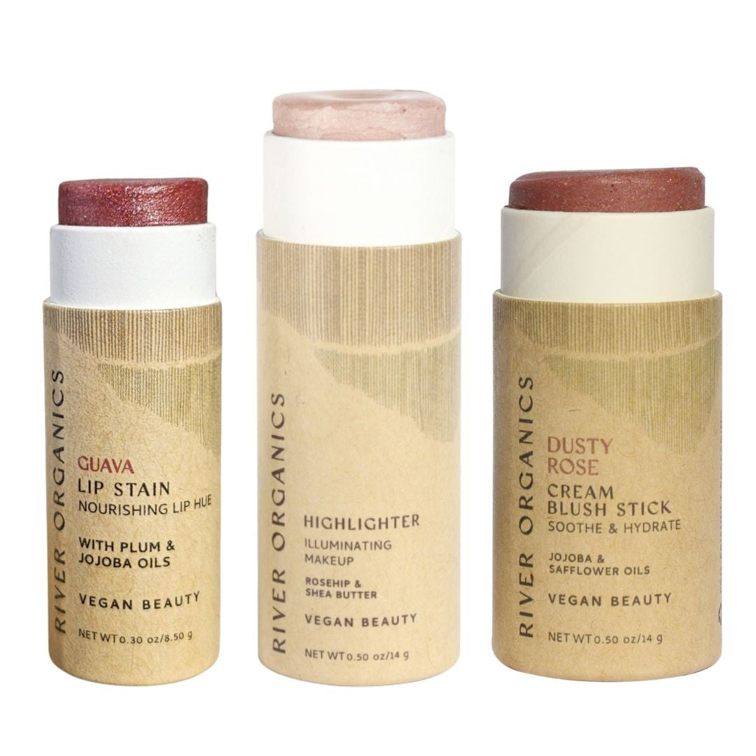 Lip + Highlighter + Blush Set from River Organics