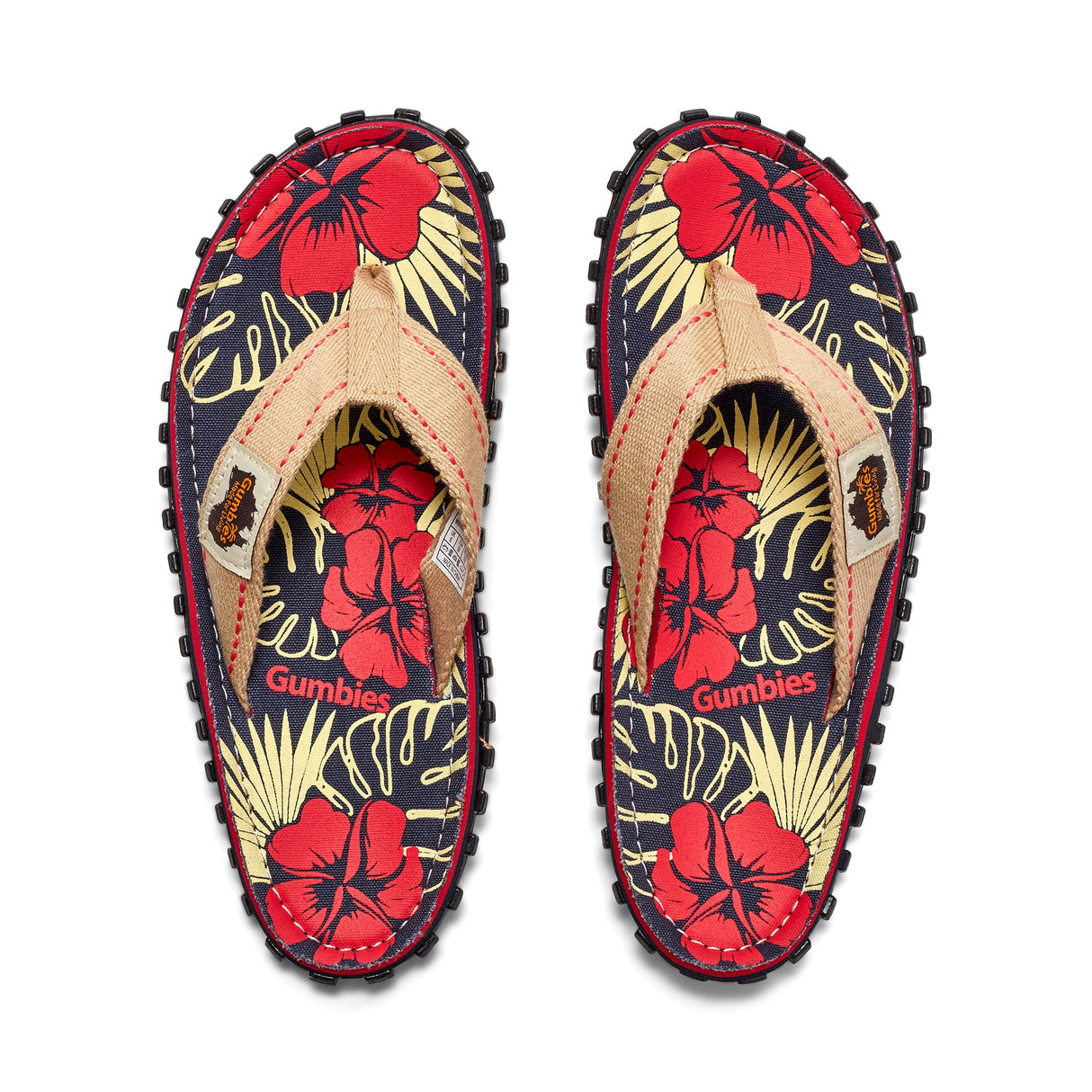 Islander Flip-Flops - Men's - Denim Hibiscus From Gumbies USA