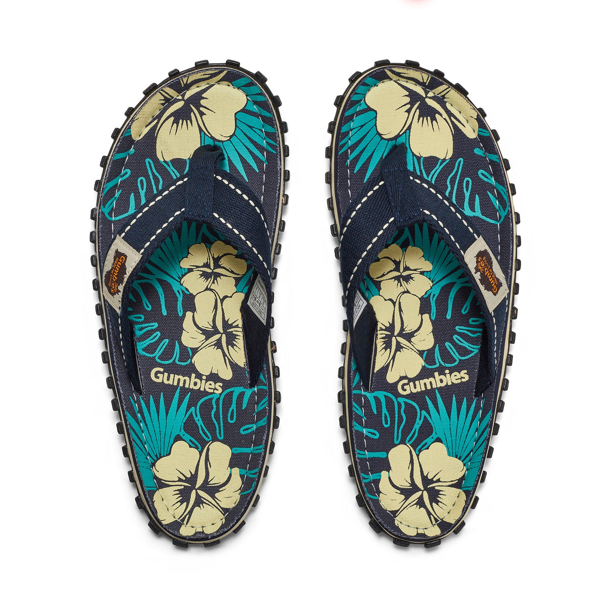 Islander Flip-Flops - Men's - Blue Hibiscus From Gumbies USA