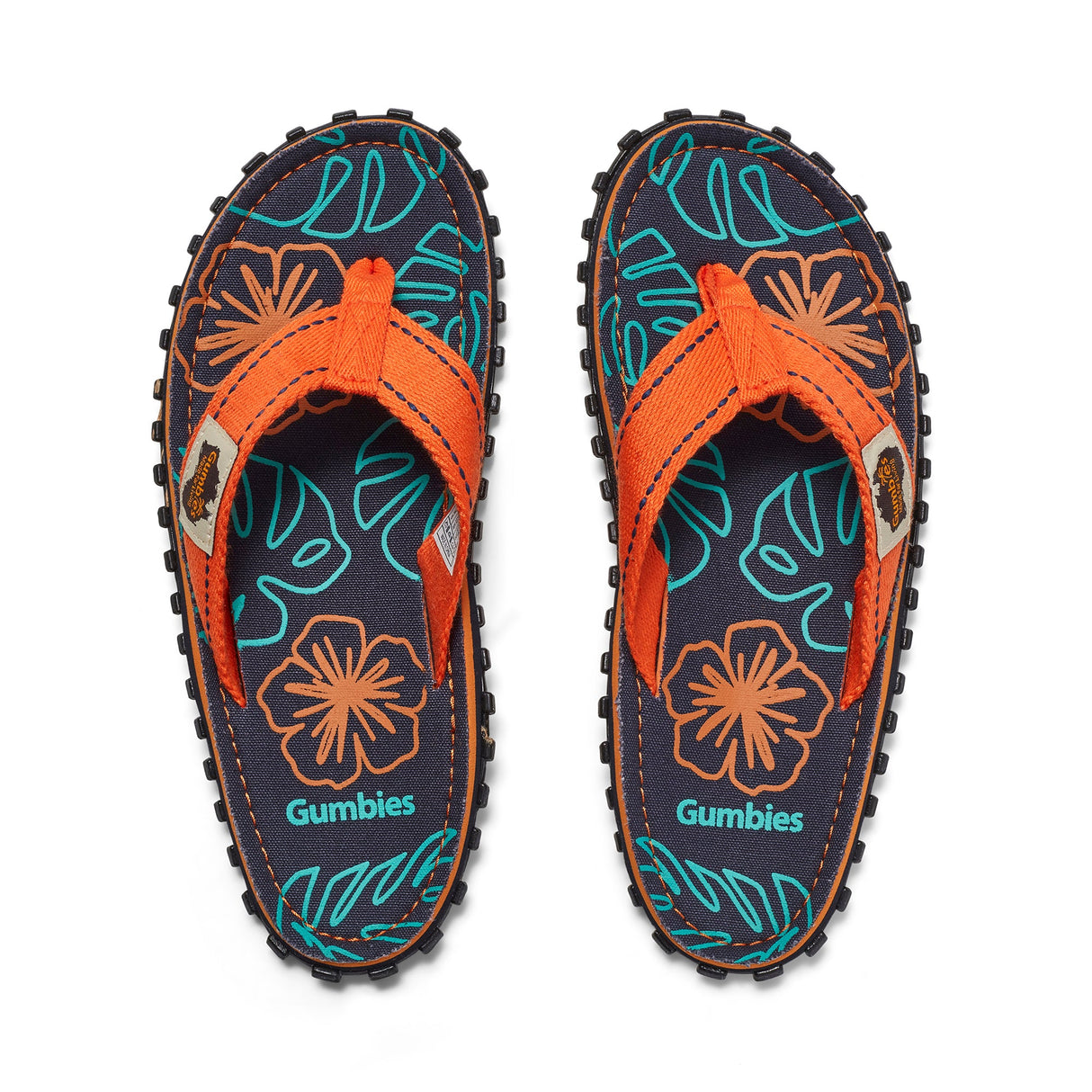 Islander Flip-Flops - Men's - Orange Hibiscus from Gumbies USA