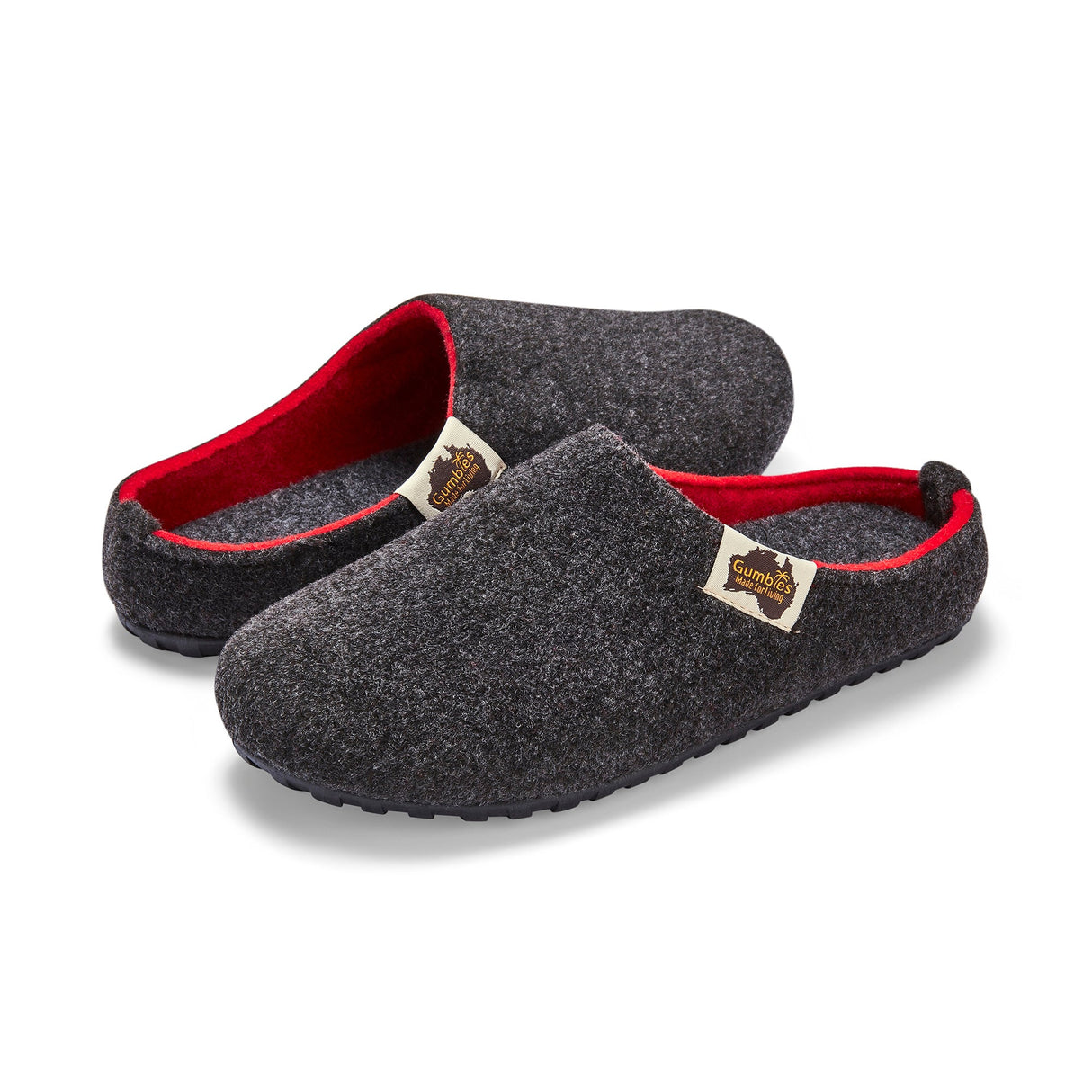 Outback Slippers - Men's - Charcoal & Red From Gumbies USA