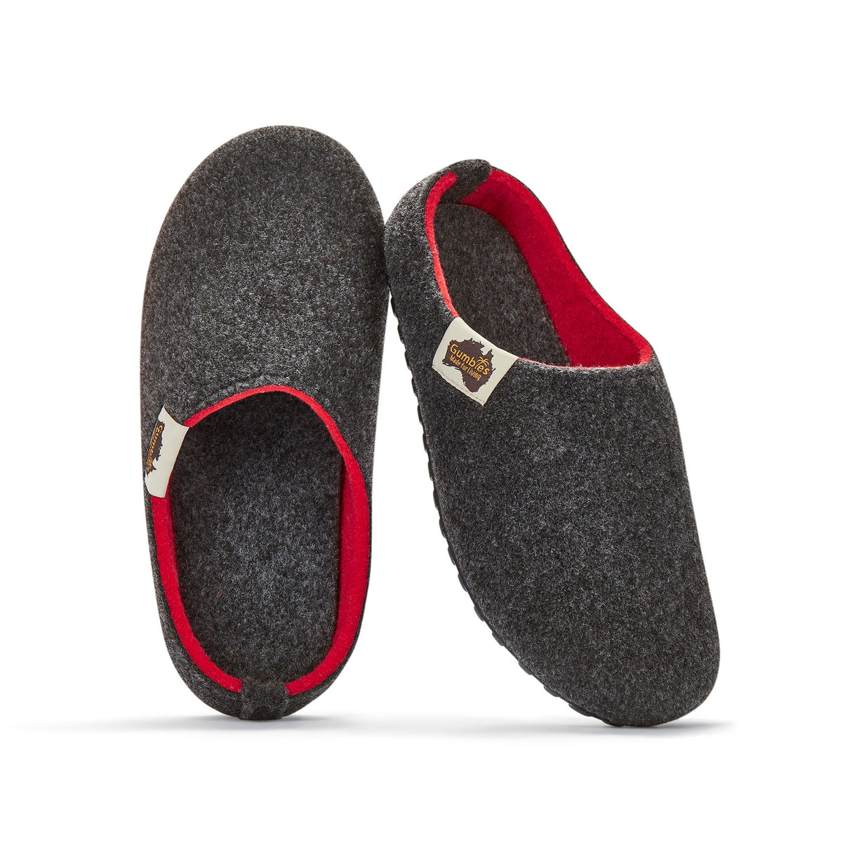 Outback Slippers - Men's - Charcoal & Red From Gumbies USA