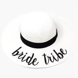 'Bride Tribe' Embroidery Straw Floppy Sun Hat from Madeline Love