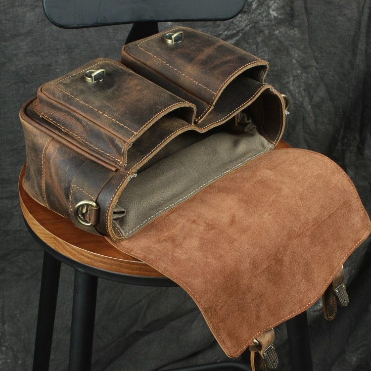 The Faust Leather Camera Bag | Crossbody Vintage Camera Messenger Bag from STEEL HORSE LEATHER