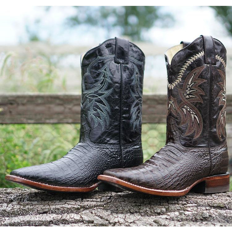 Black Caiman Belly Print Men's Cowboy Boots H4001 from Soto Boots