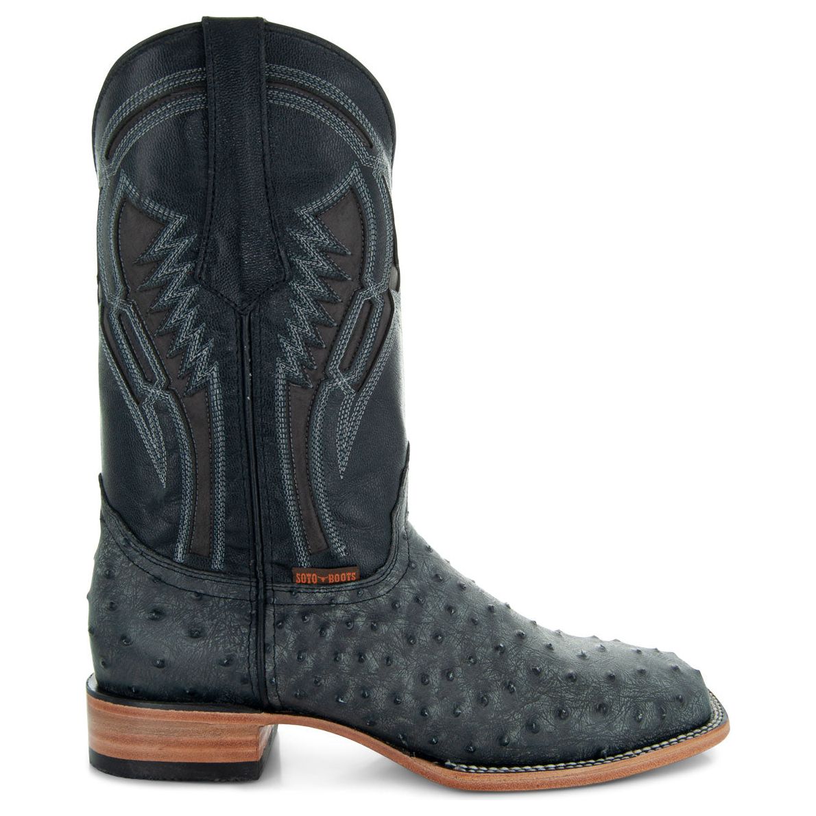 Soto Boots Mens Out of the Wild Black Ostrich Print Boots H50031 from Soto Boots