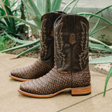 Soto Boots Mens Brown Python Print Boots H50032 from Soto Boots