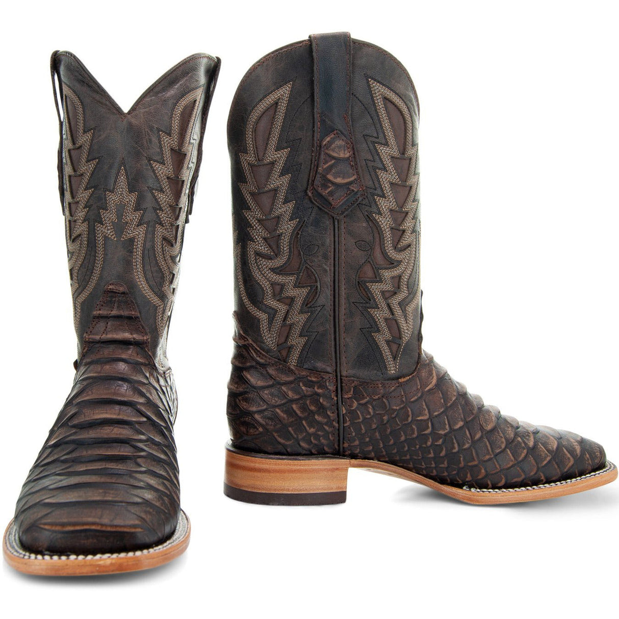 Soto Boots Mens Brown Python Print Boots H50032 from Soto Boots