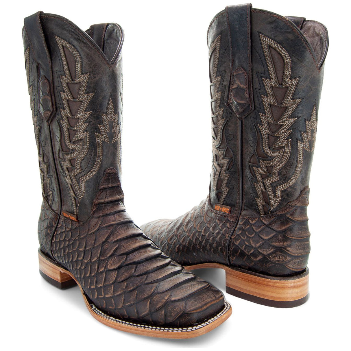 Soto Boots Mens Brown Python Print Boots H50032 from Soto Boots