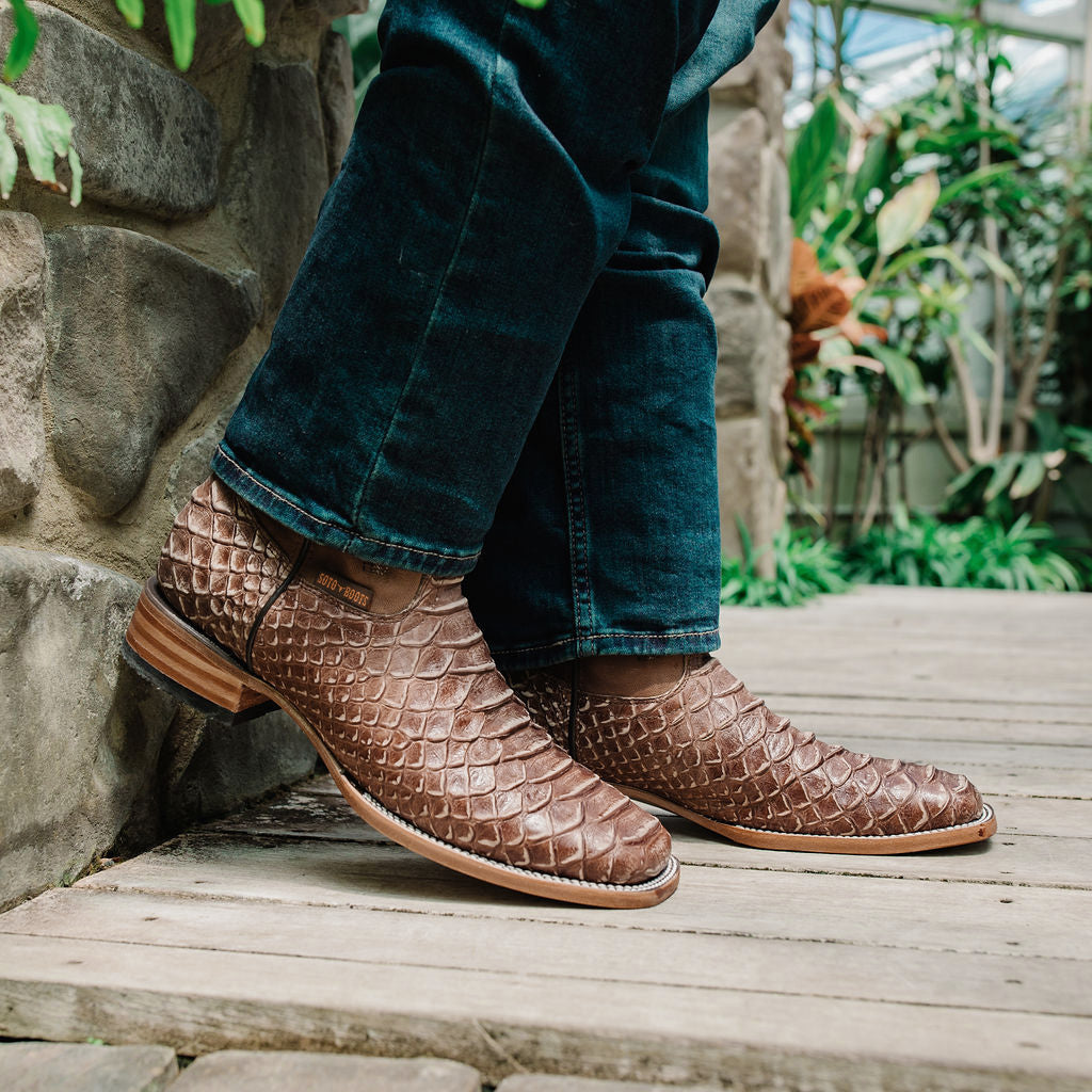 Soto Boots Mens Tan Python Print Boots H50032 from Soto Boots