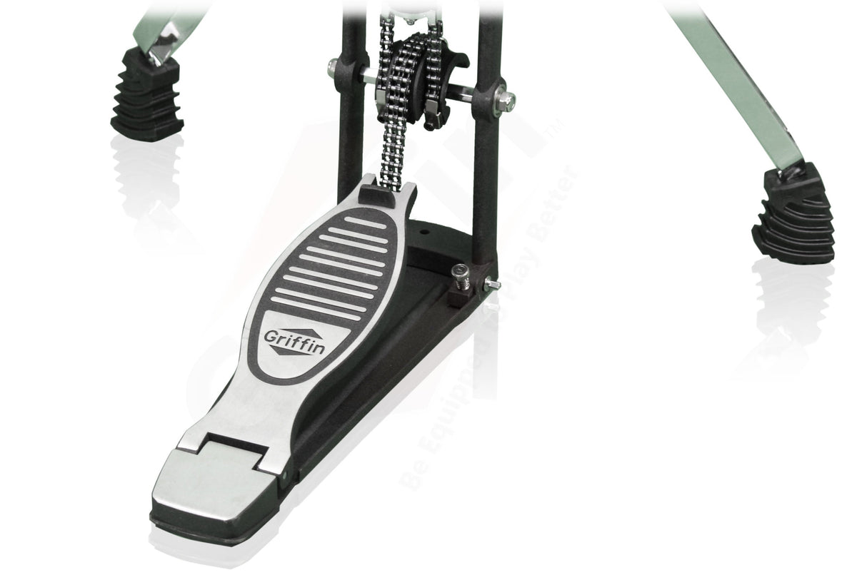 Two Leg Hi-Hat Stand by GRIFFIN - Premium Heavy Duty Hihat Cymbal Foot Pedal with Drum Key - Folding Two Leg Style Converts to a No Leg High Hat Mount from GeekStands