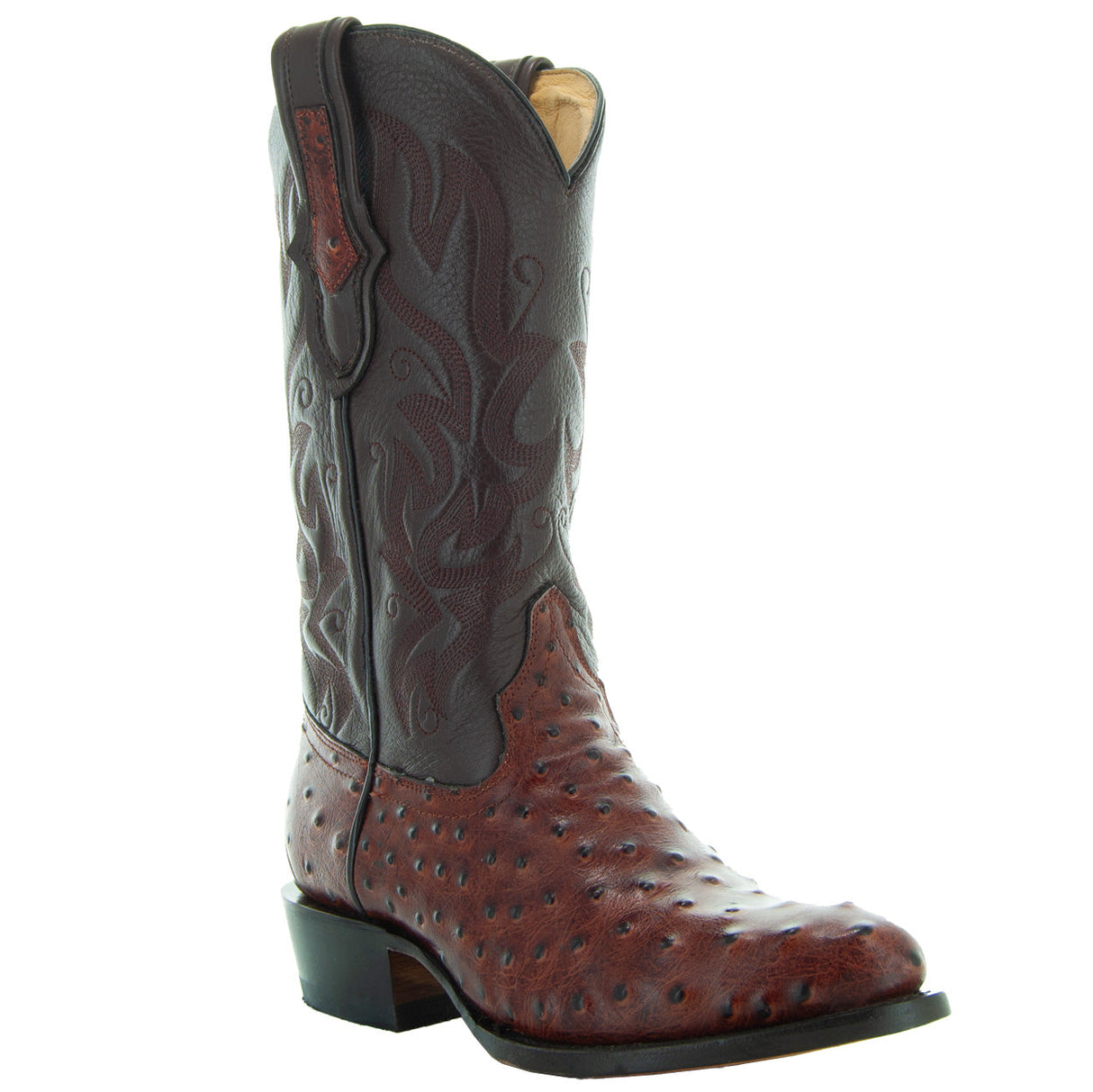 Men's Cognac Ostrich Print Cowboy Boots (H7002) from Soto Boots