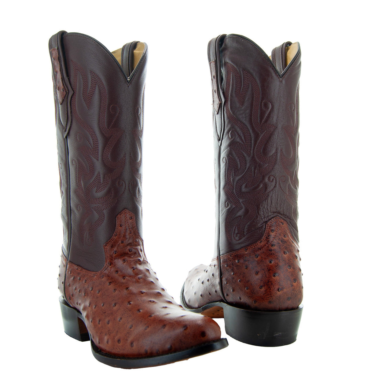Men's Cognac Ostrich Print Cowboy Boots (H7002) from Soto Boots