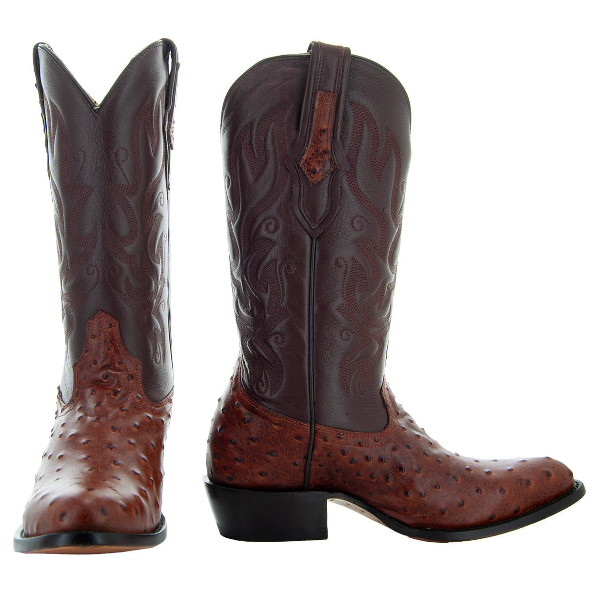 Men's Cognac Ostrich Print Cowboy Boots (H7002) from Soto Boots