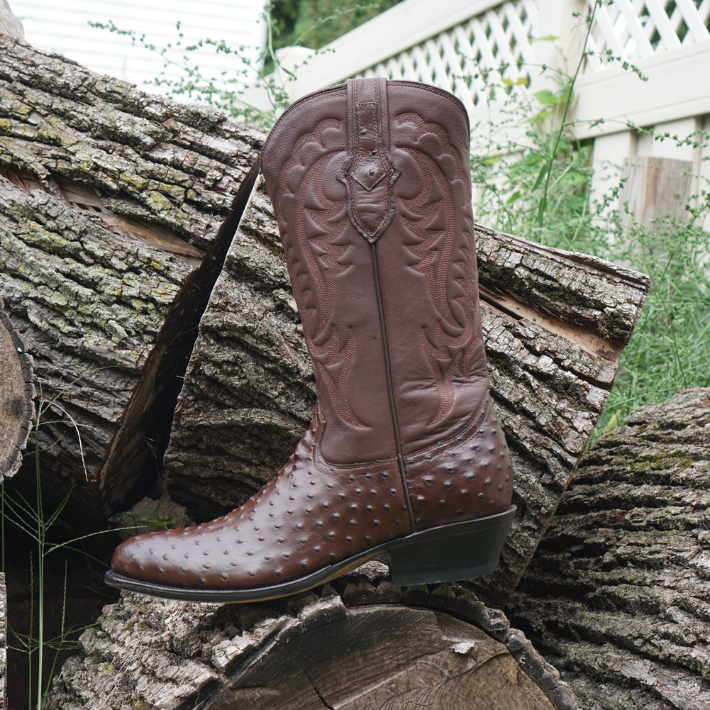 Men's  Brown Ostrich Print Cowboy Boots (H7002) from Soto Boots