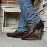 Men's  Brown Ostrich Print Cowboy Boots (H7002) from Soto Boots