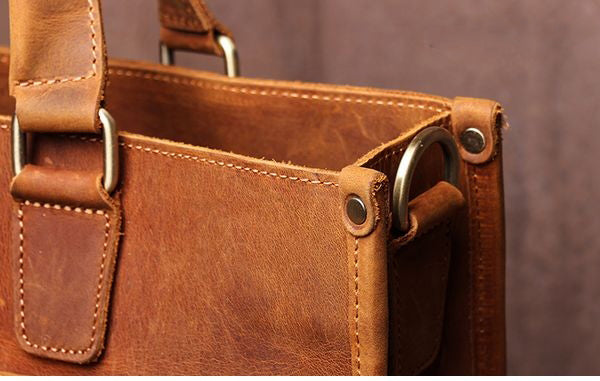 The Dagmar Leather Briefcase | Vintage Leather Messenger Bag from STEEL HORSE LEATHER