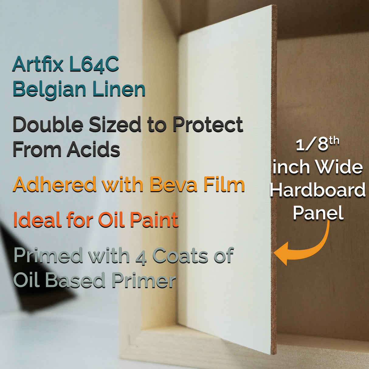 Trekell L64C Quadruple Oil Primed Linen Panel - 1/8" Hardboard for Oil Painting from Trekell Art Supplies